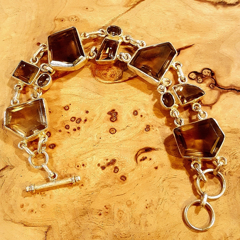 Smokey Topaz Sterling 925 Link Bracelet